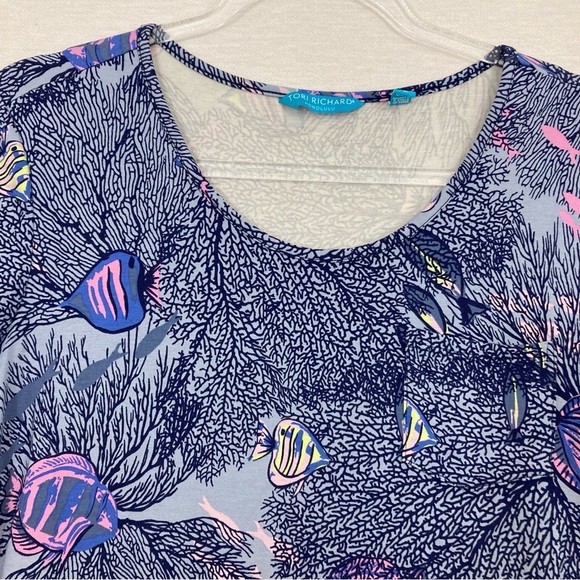 Tori Richard Honolulu Fish Print Ultra Soft Comfy Stretch Casual Dress Large - Picture 3 of 10